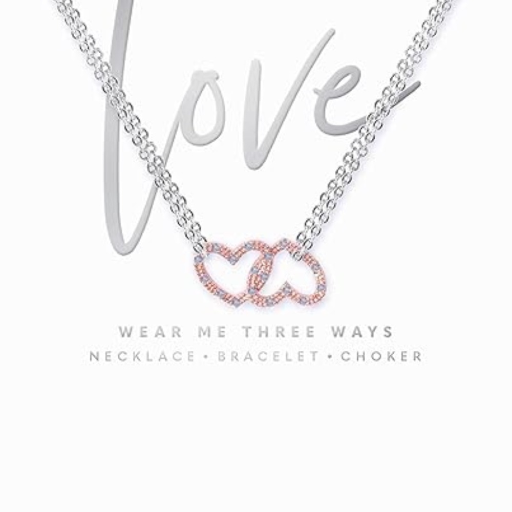 Katie Loxton  Love Womens Silver Plated All-in-One Necklace Choker Bracelet Trio